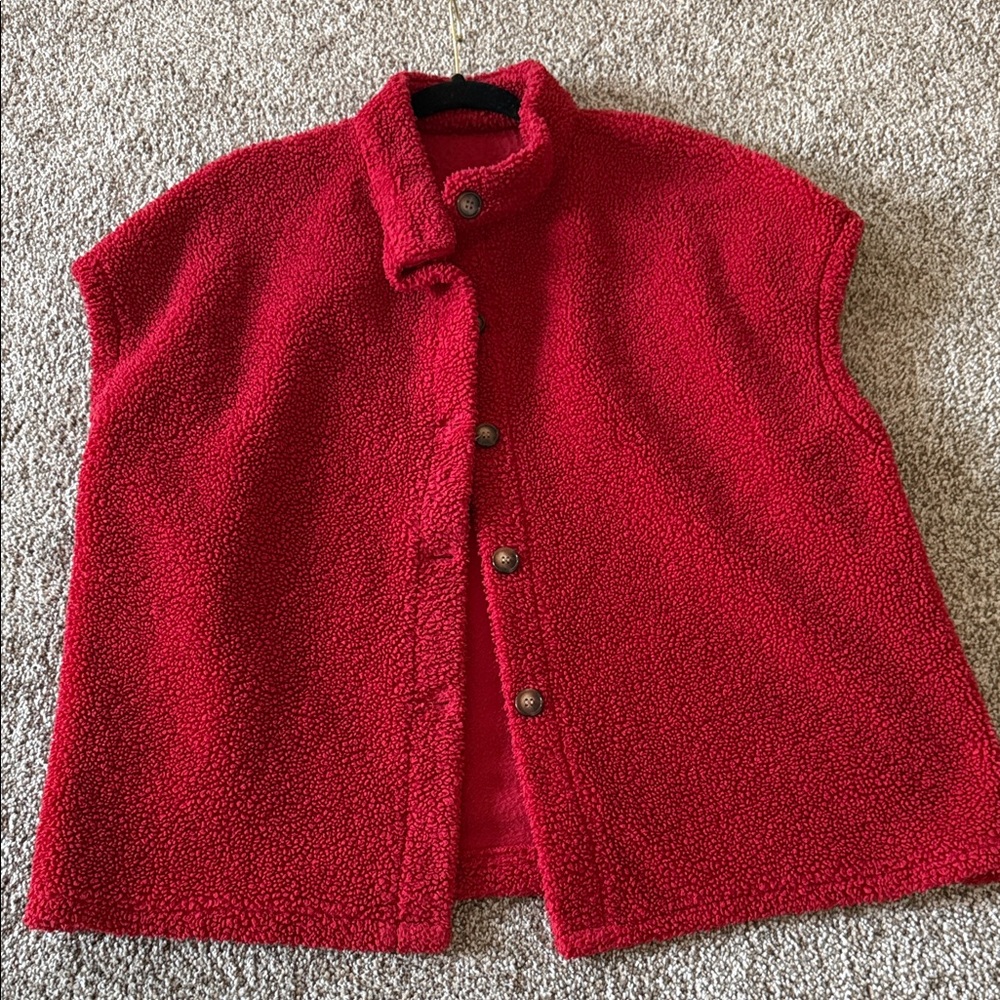 Oversized Red Sherpa Vest